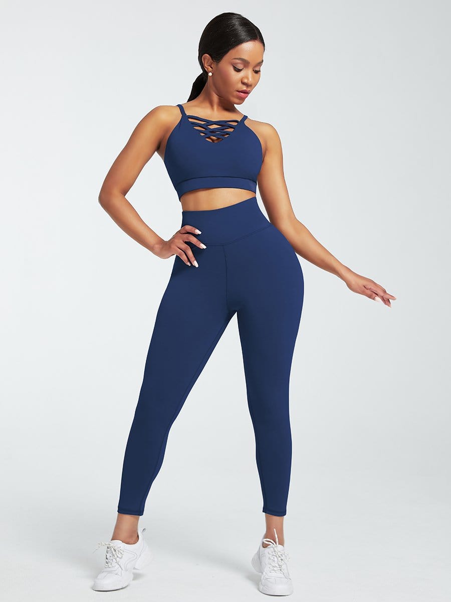 Black Adjustable Straps High Waist Athletic Suit Quick Drying