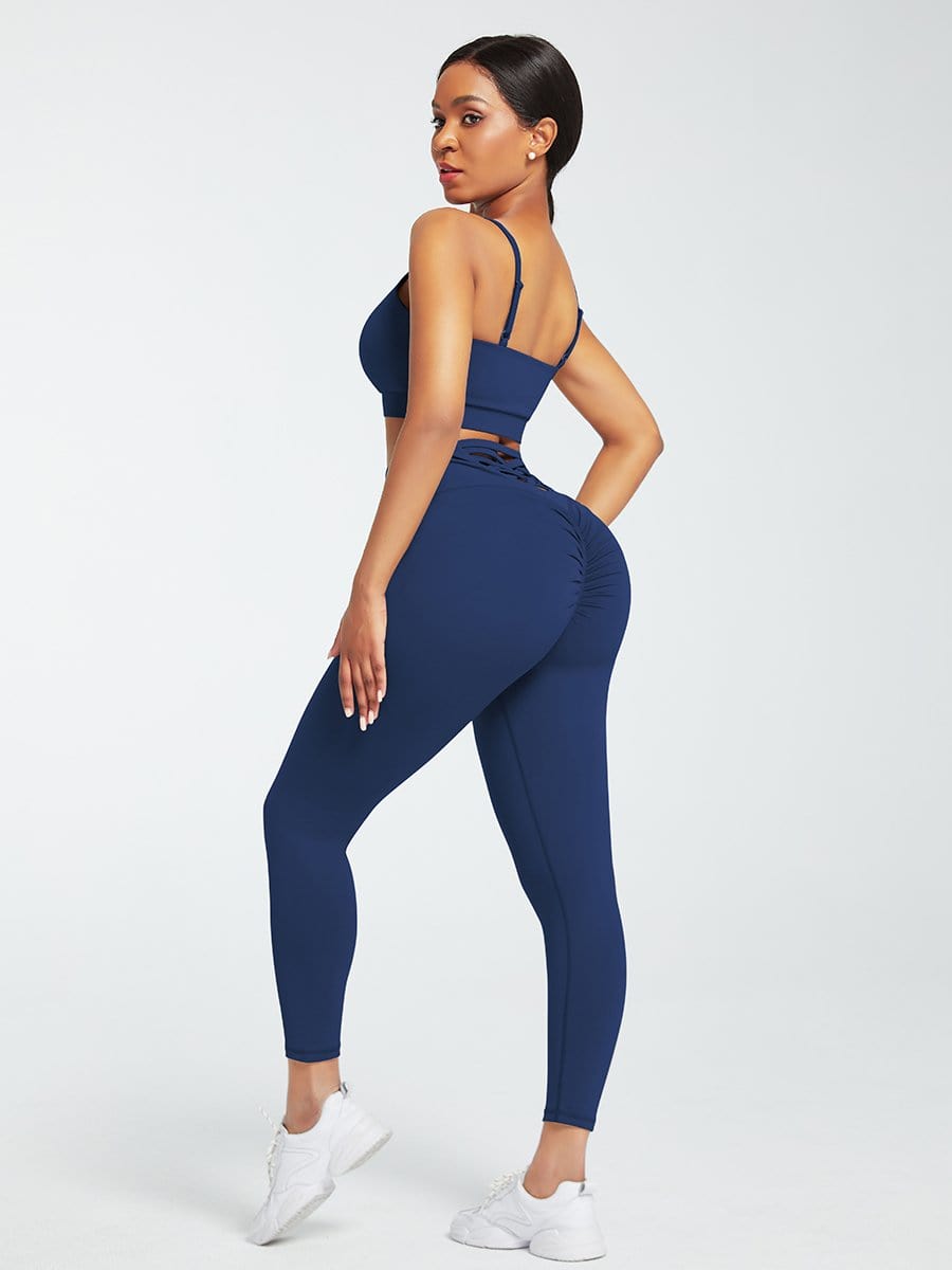 Black Adjustable Straps High Waist Athletic Suit Quick Drying