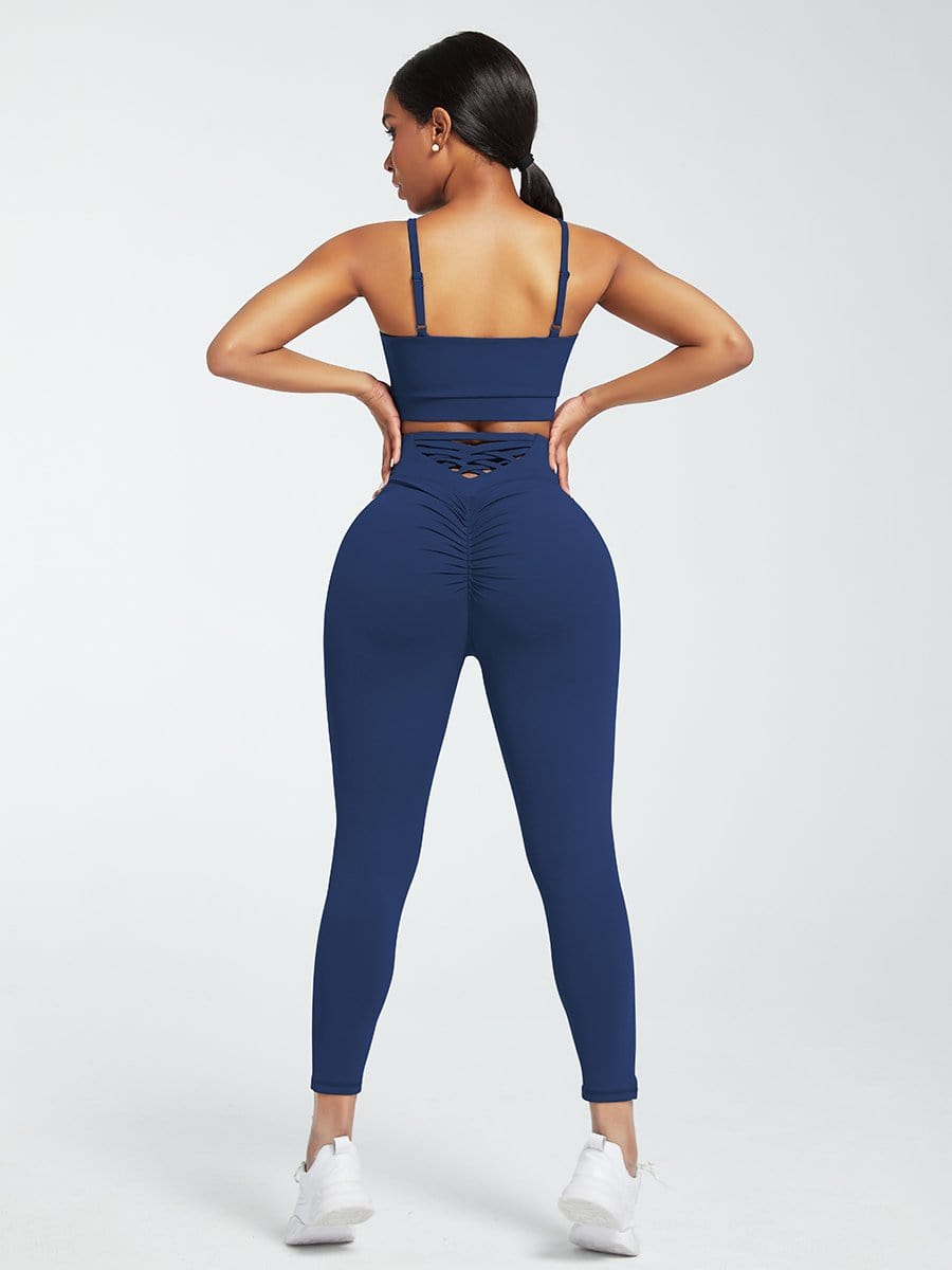 Black Adjustable Straps High Waist Athletic Suit Quick Drying
