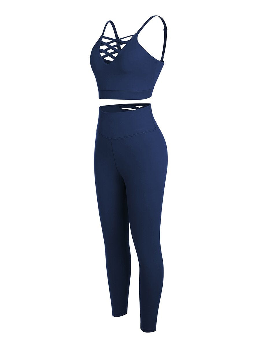 Black Adjustable Straps High Waist Athletic Suit Quick Drying