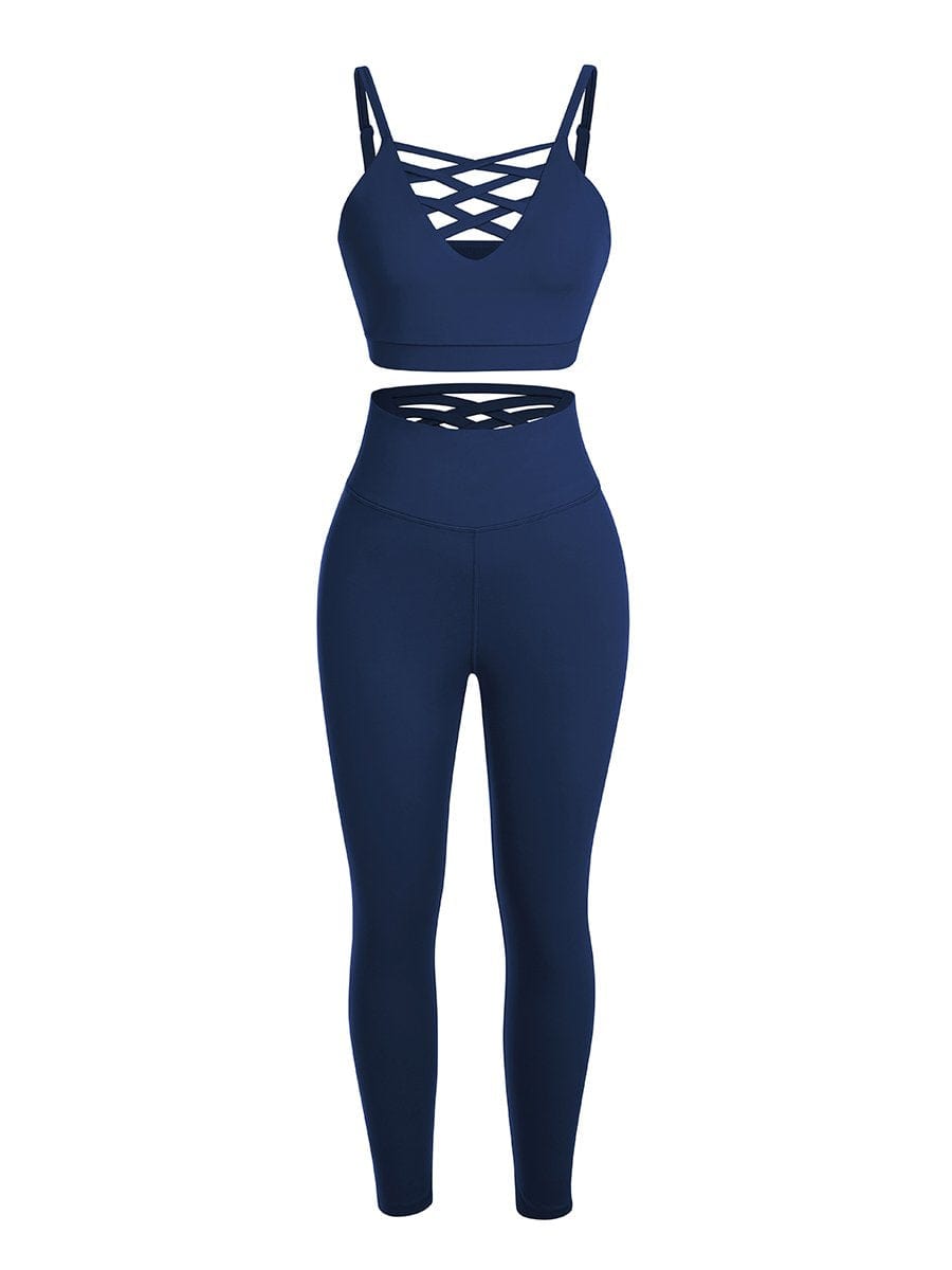 Black Adjustable Straps High Waist Athletic Suit Quick Drying