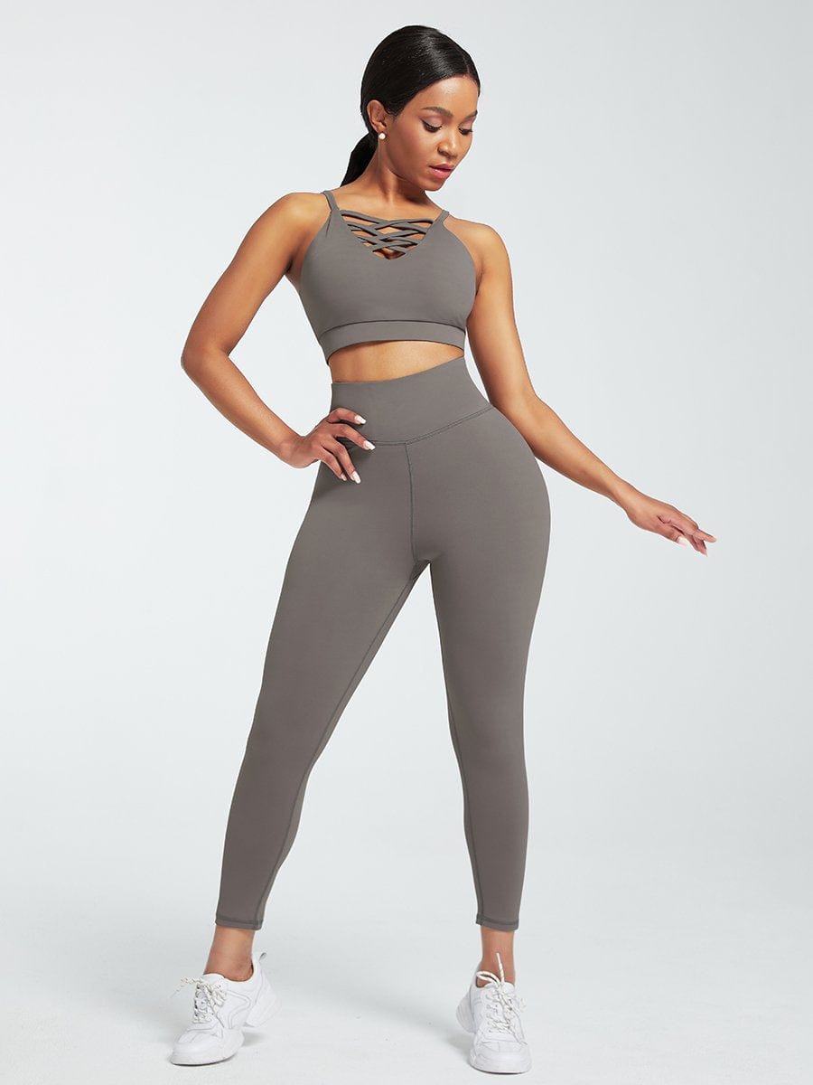 Black Adjustable Straps High Waist Athletic Suit Quick Drying
