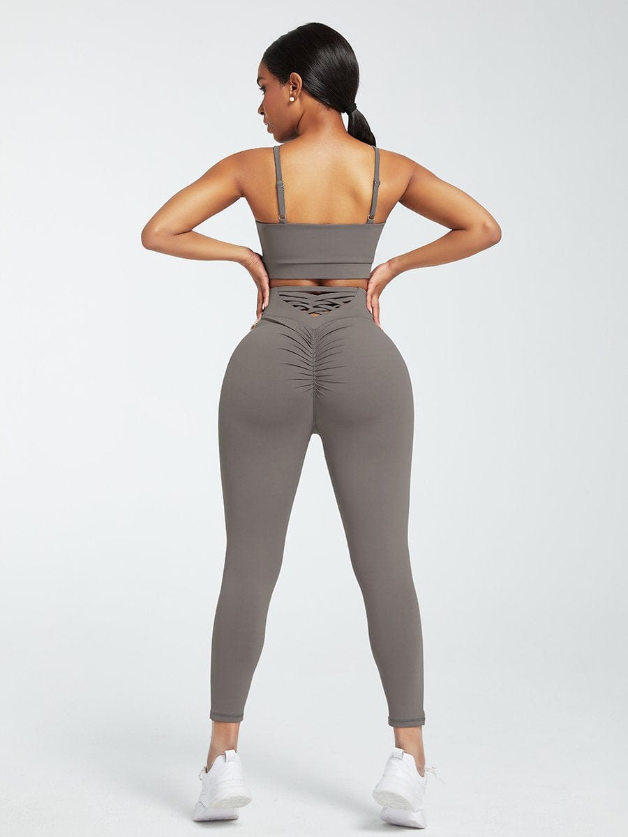 Black Adjustable Straps High Waist Athletic Suit Quick Drying