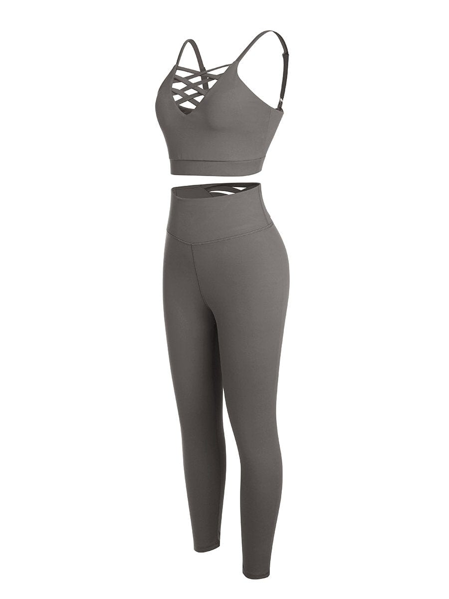 Black Adjustable Straps High Waist Athletic Suit Quick Drying