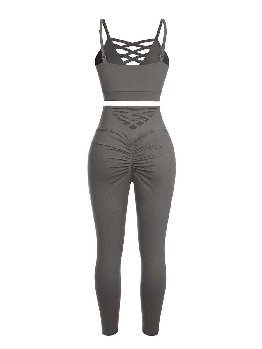 Black Adjustable Straps High Waist Athletic Suit Quick Drying