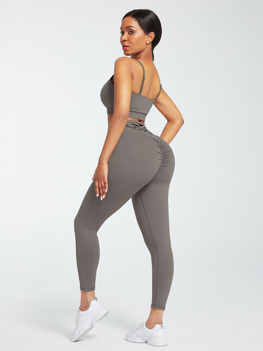 Black Adjustable Straps High Waist Athletic Suit Quick Drying