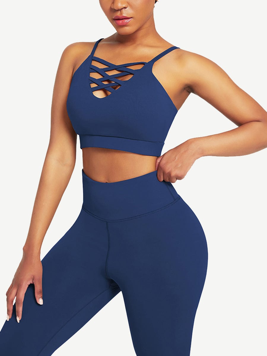Black Adjustable Straps High Waist Athletic Suit Quick Drying