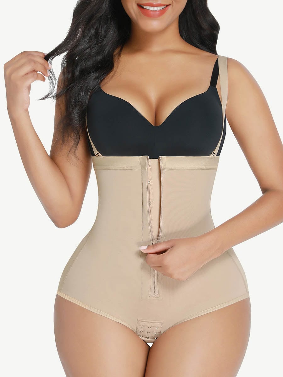 High Waist Post Surgery Shaper Shorts With Two Steel Bones and Zip