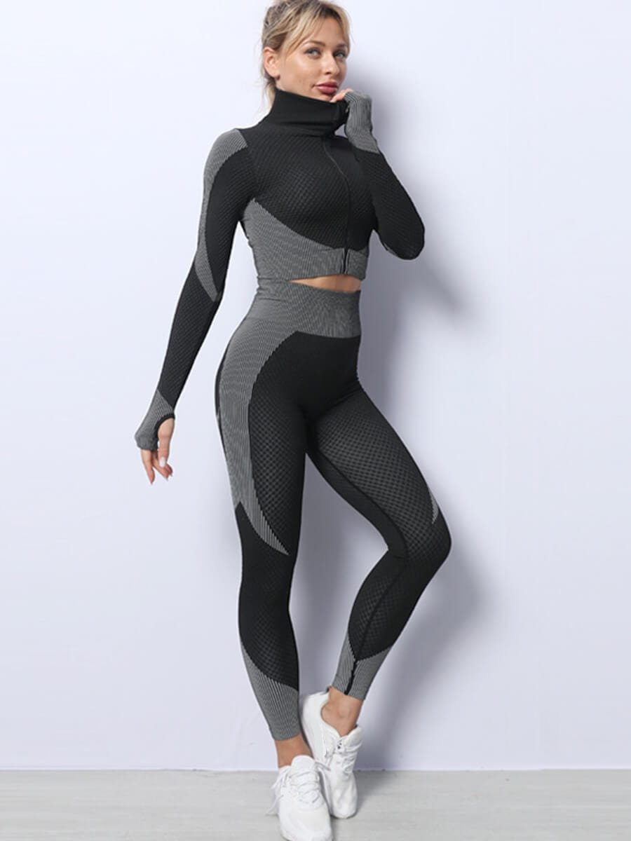 Seamless High-waisted Tummy Yoga Pants With Three-row Eye And Hook Closure