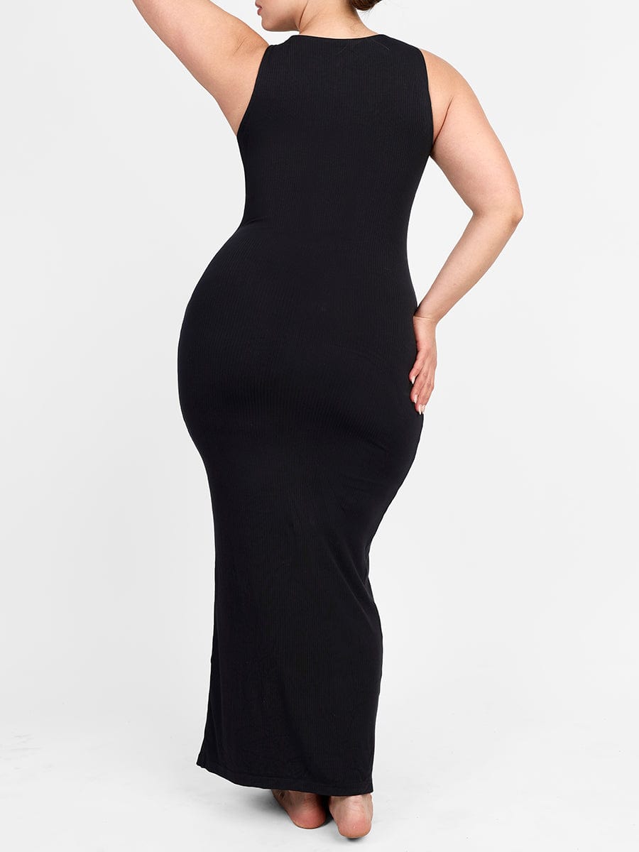 Light Support Crew Collar Long Bulit-in Shapewear Dress