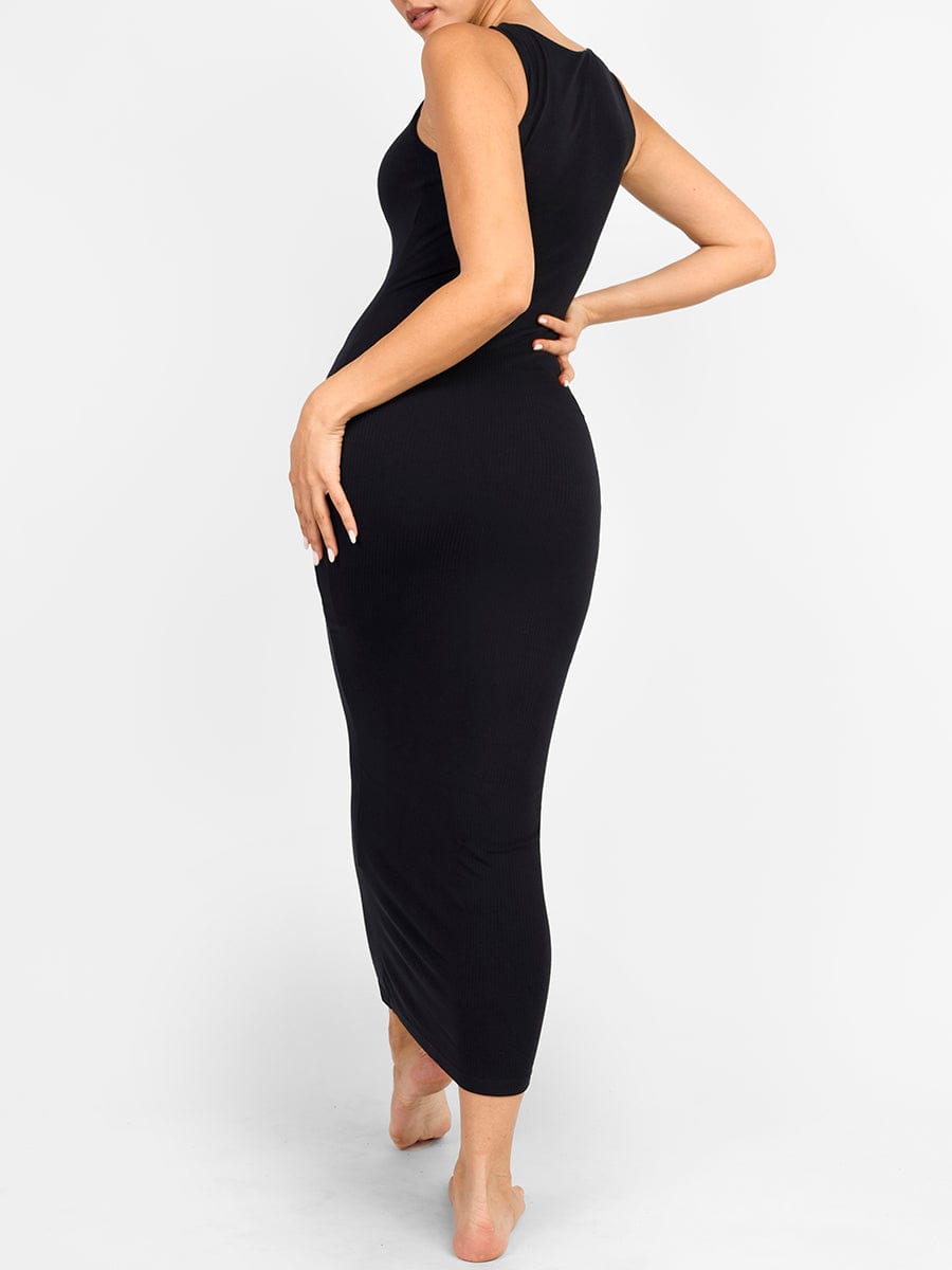 Light Support Crew Collar Long Bulit-in Shapewear Dress