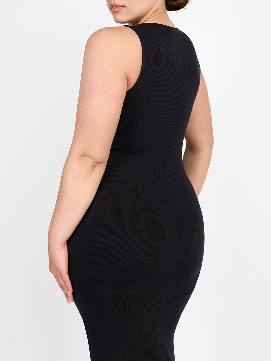 Light Support Crew Collar Long Bulit-in Shapewear Dress