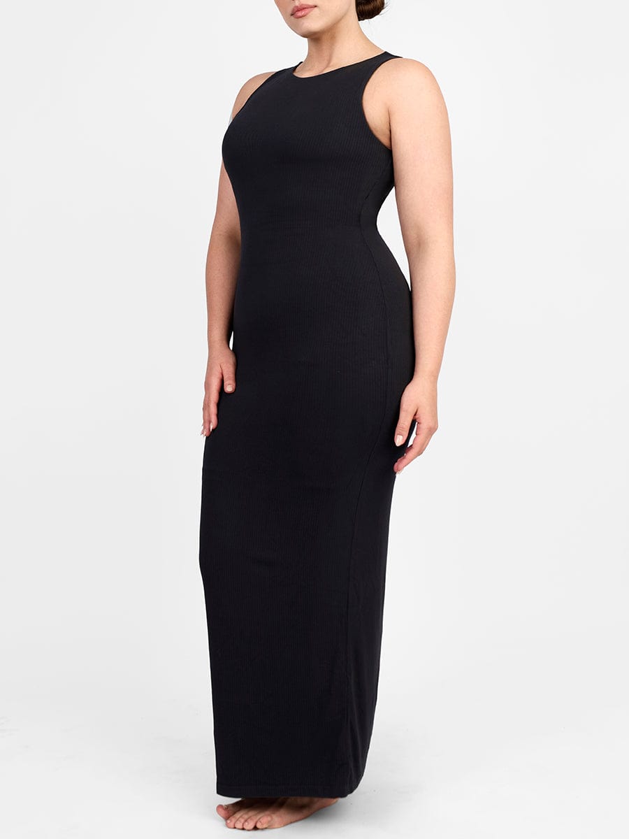 Light Support Crew Collar Long Bulit-in Shapewear Dress