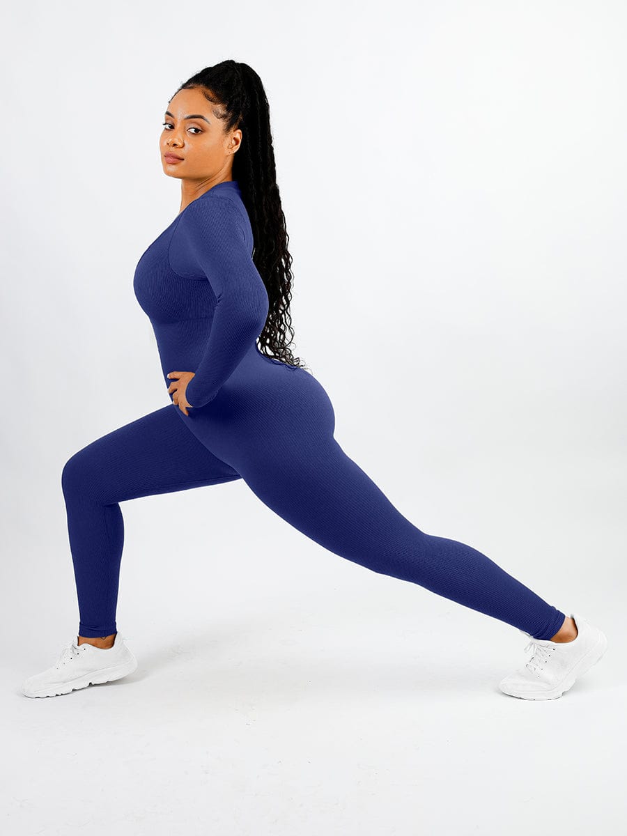 Deep V-neck High Stretchy Seamless Tummy Control Jumpsuit