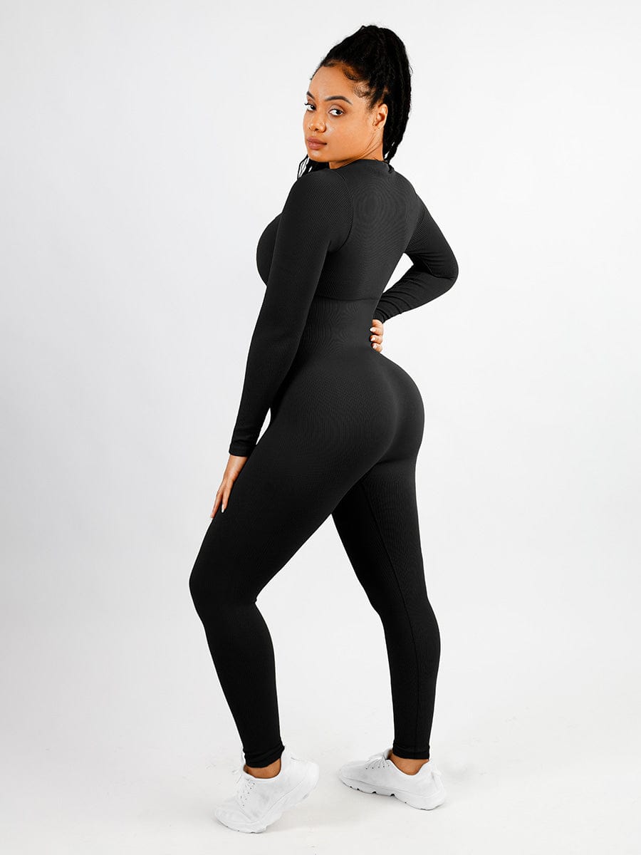 Deep V-neck High Stretchy Seamless Tummy Control Jumpsuit