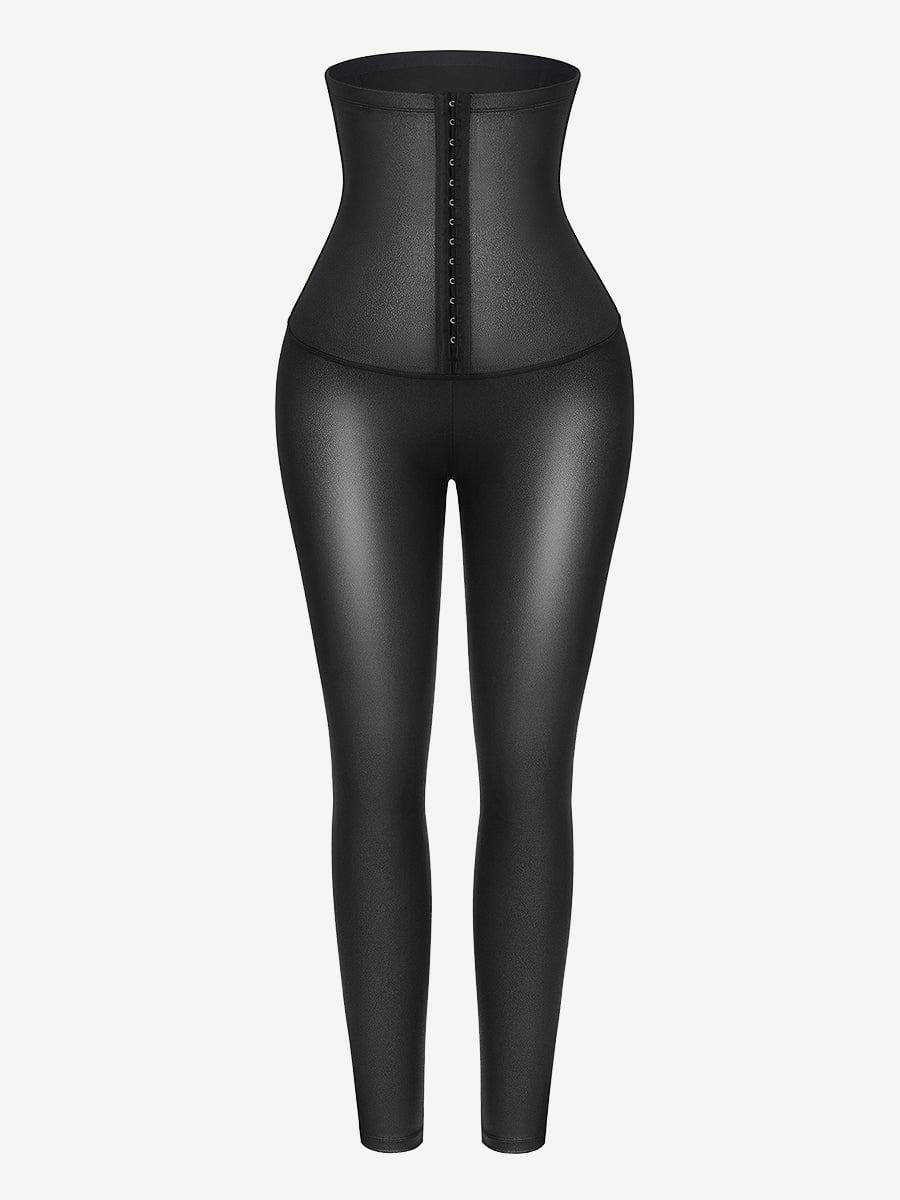 High Waist Active Stretch Pants Faux Leather Leggings