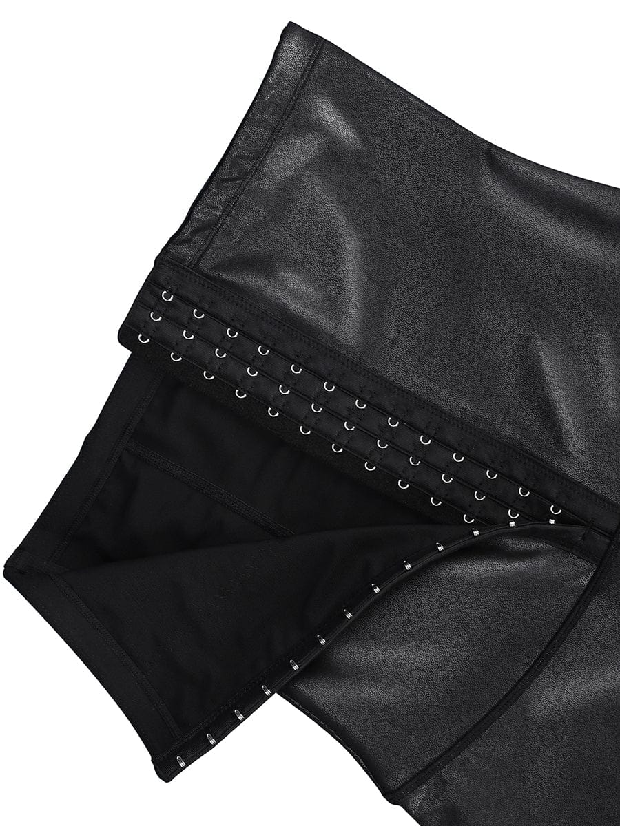 High Waist Active Stretch Pants Faux Leather Leggings