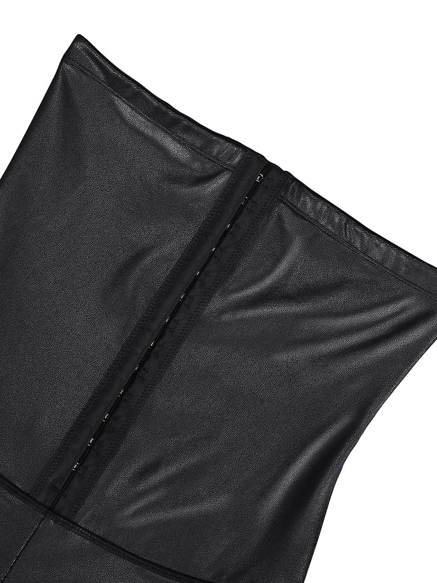 High Waist Active Stretch Pants Faux Leather Leggings