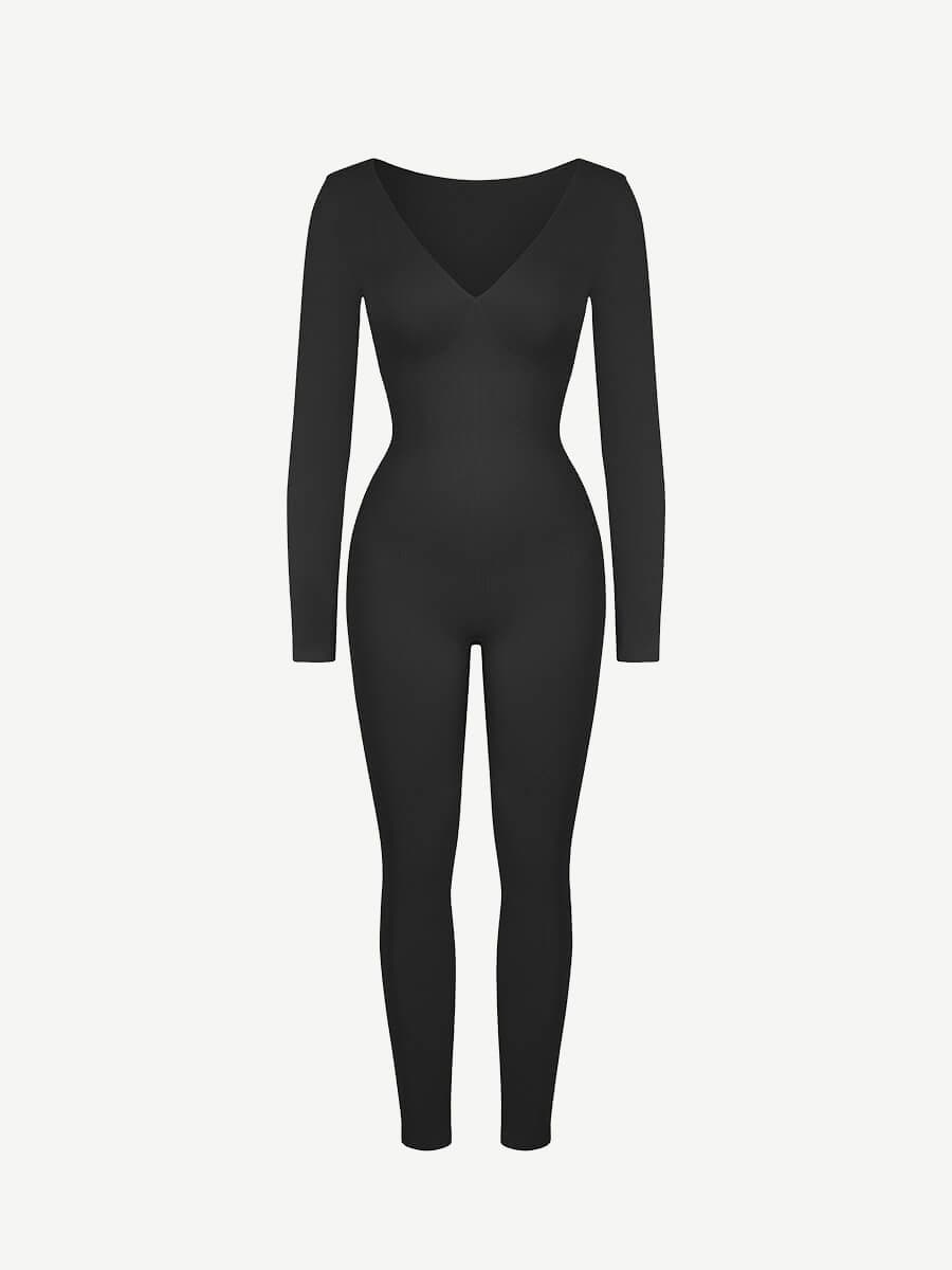 Seamless Deep V Tummy Control Waist Cinching Catsuit