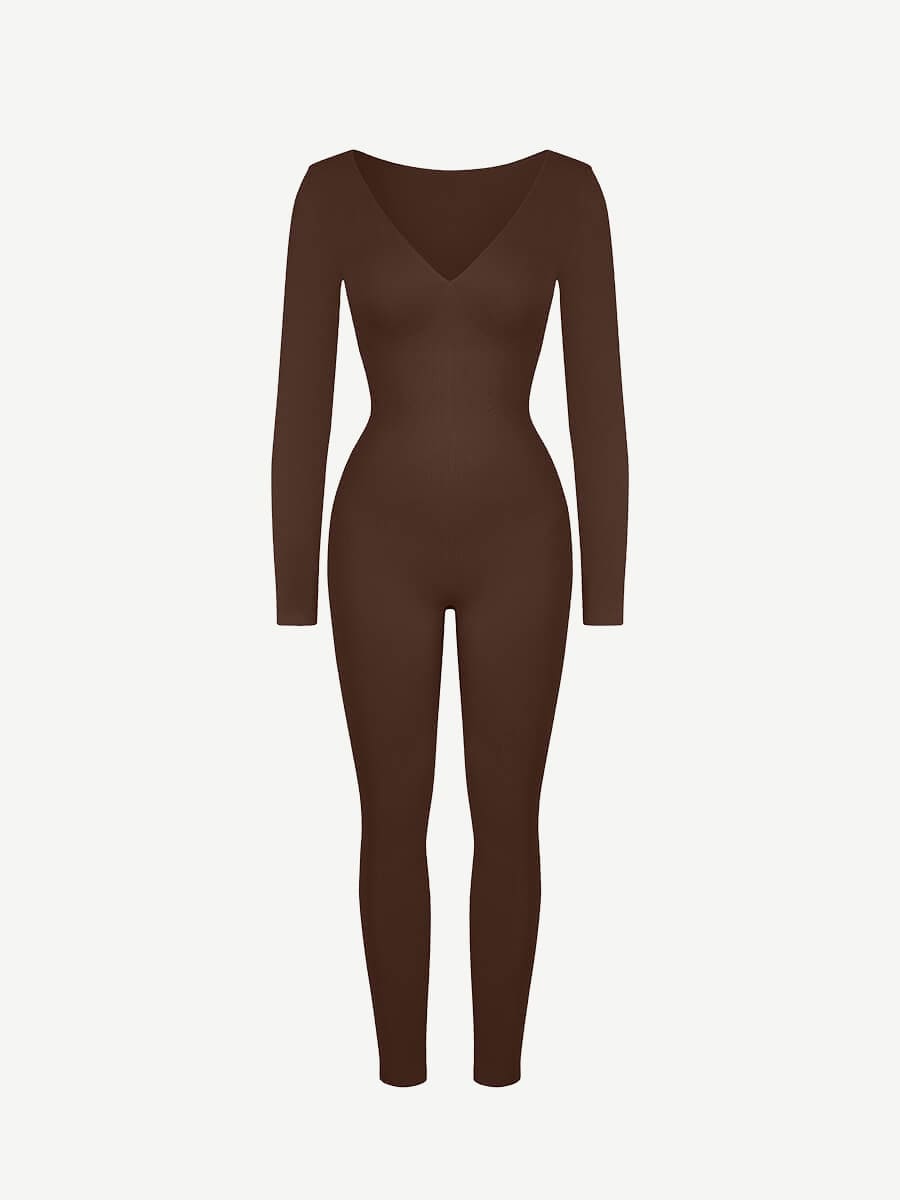 Seamless Deep V Tummy Control Waist Cinching Catsuit