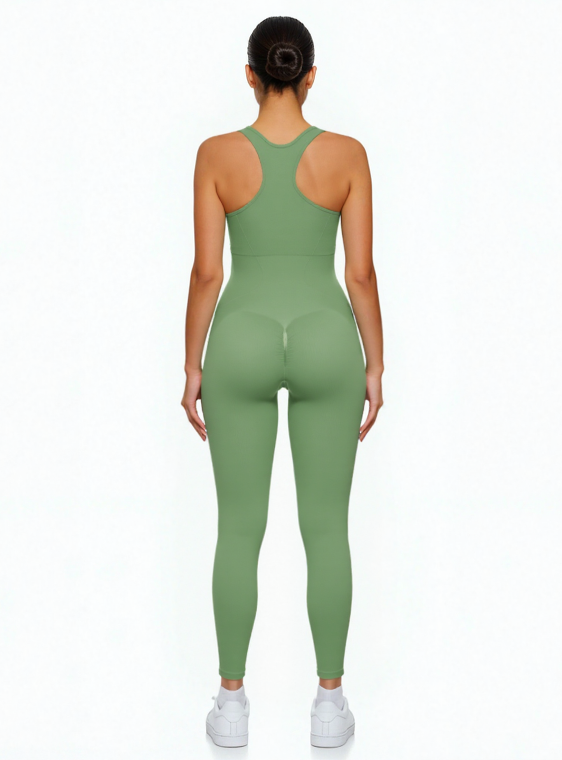 Seamless Zip Front Full-Length Racerback 2-in-1 Sport Shaping Jumpsuit