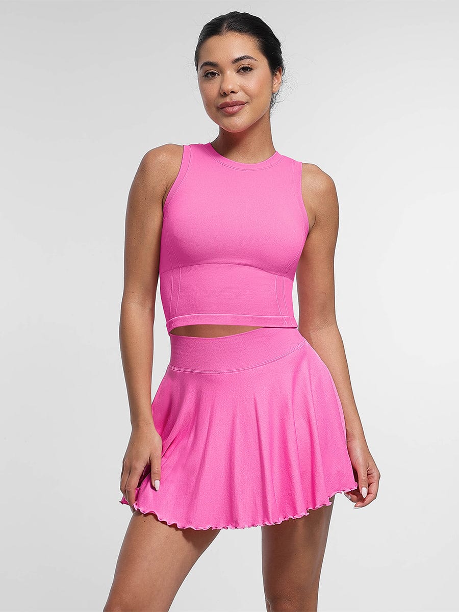 Supportive Seamless Sports Top with Built-in Bra & Removable Cups