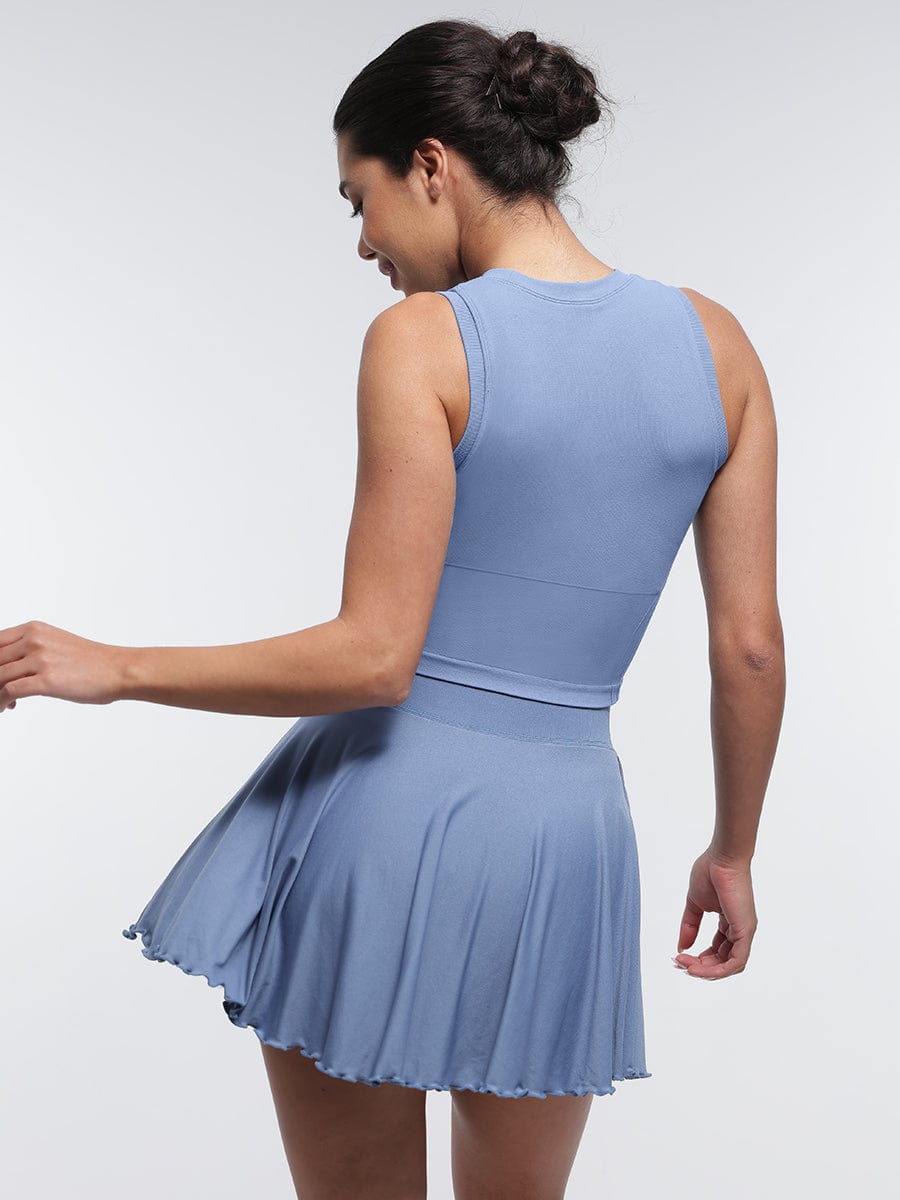 Supportive Seamless Sports Top with Built-in Bra & Removable Cups