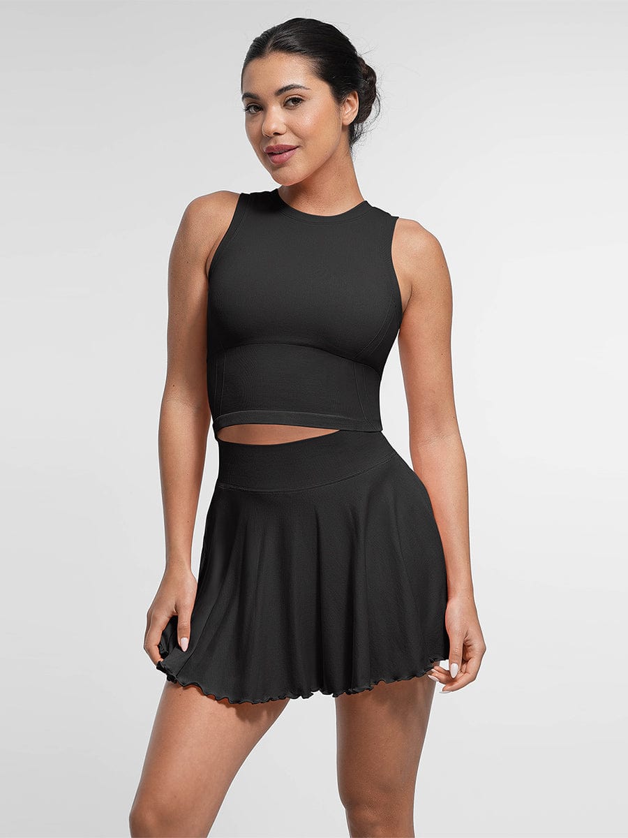 Supportive Seamless Sports Top with Built-in Bra & Removable Cups