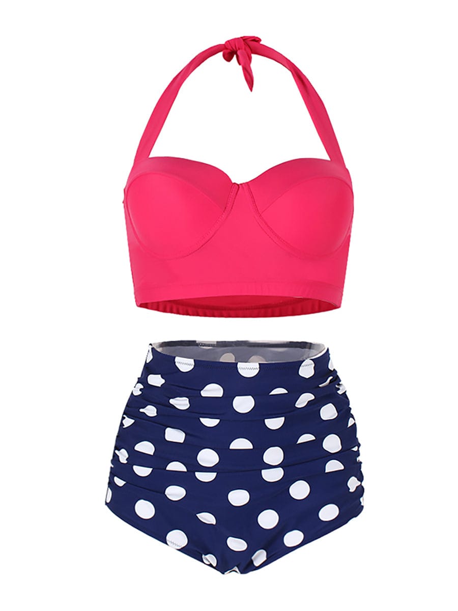 Women Stylish Retro Swimwear High Waisted Large Size Self Tie