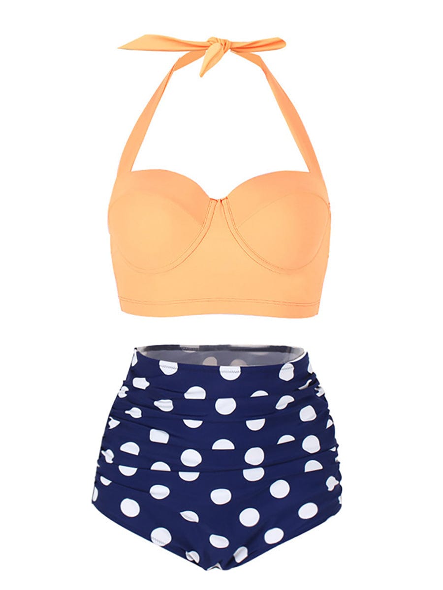 Women Stylish Retro Swimwear High Waisted Large Size Self Tie