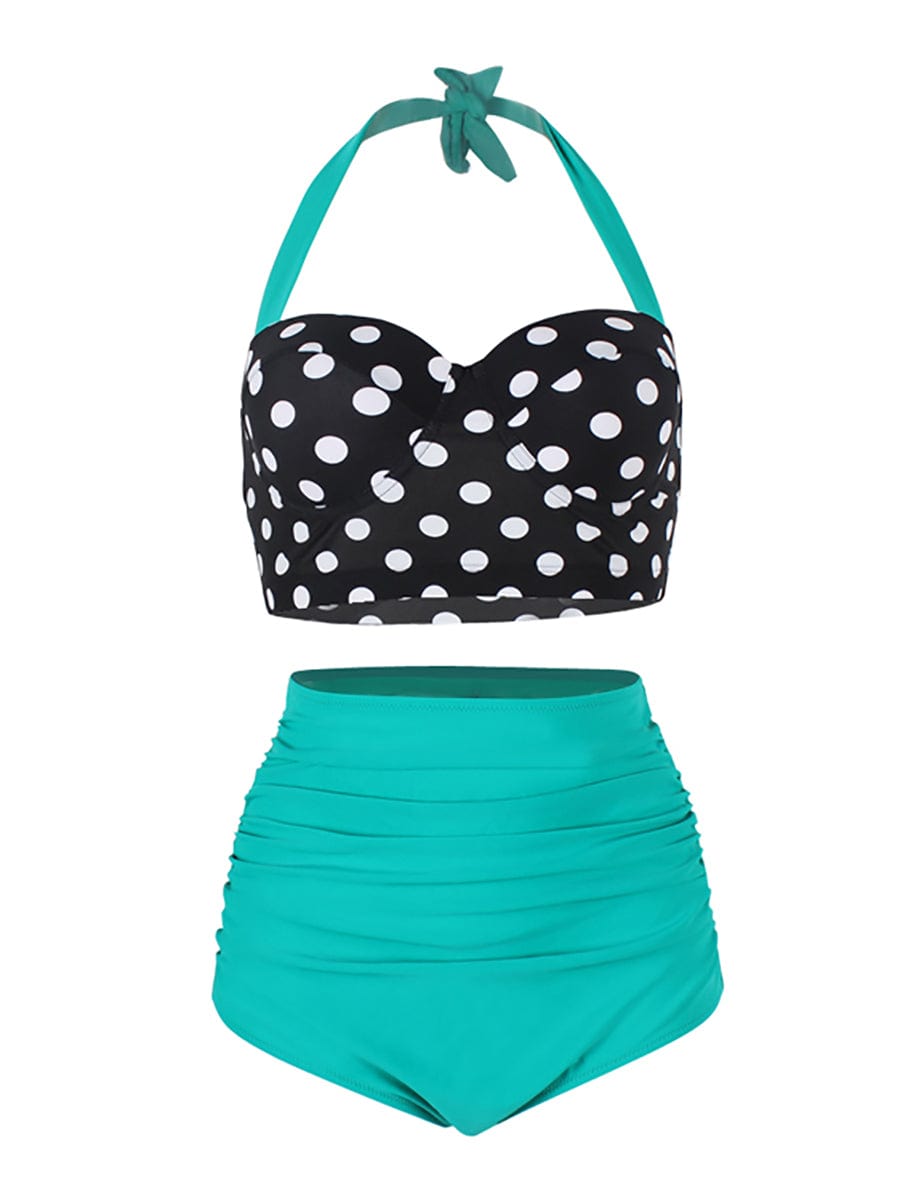 Women Stylish Retro Swimwear High Waisted Large Size Self Tie