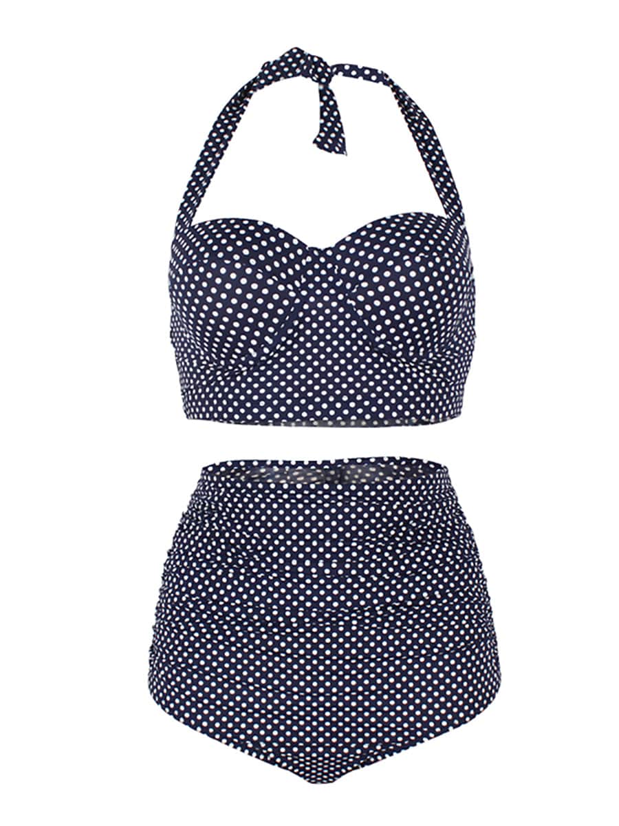 Women Stylish Retro Swimwear High Waisted Large Size Self Tie