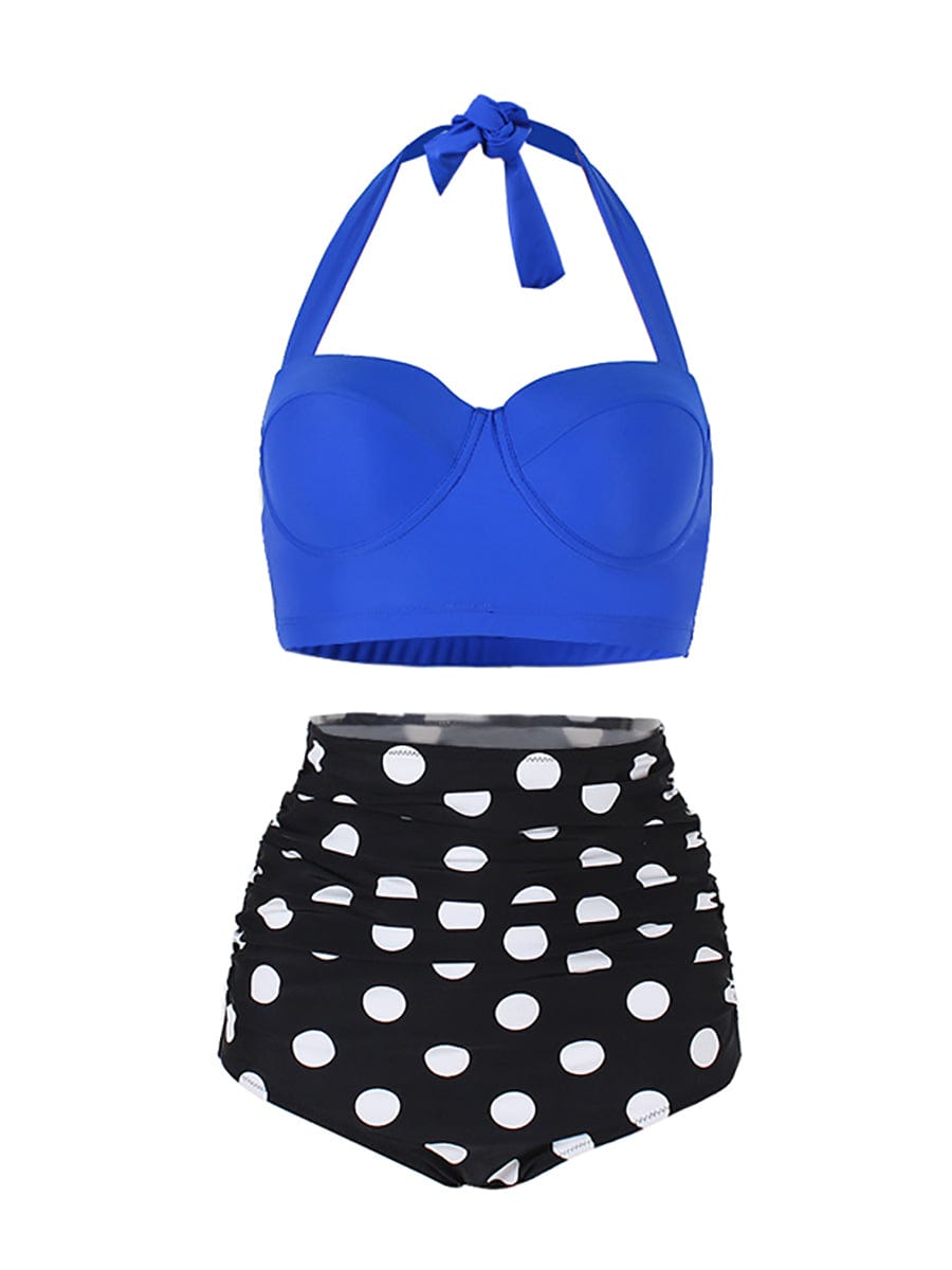 Women Stylish Retro Swimwear High Waisted Large Size Self Tie