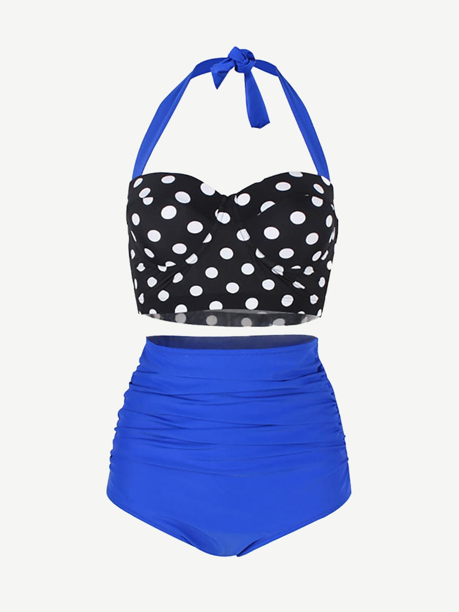 Women Stylish Retro Swimwear High Waisted Large Size Self Tie