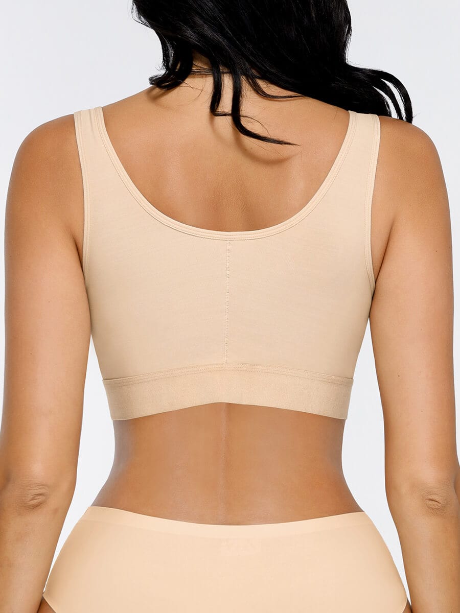 Adjustable Front Closure Post-Surgery Bra with Triple Hooks