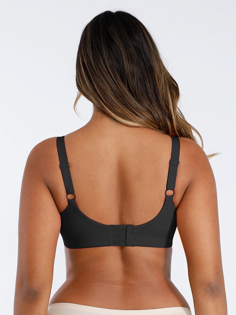 Unpadded Underwired Deep V-Neck Side Support Bra
