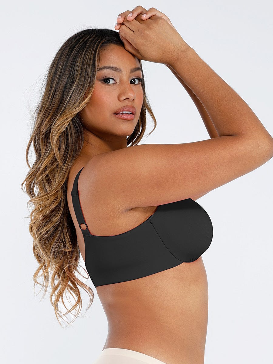 Unpadded Underwired Deep V-Neck Side Support Bra