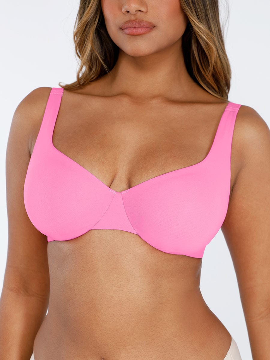 Unpadded Underwired Deep V-Neck Side Support Bra