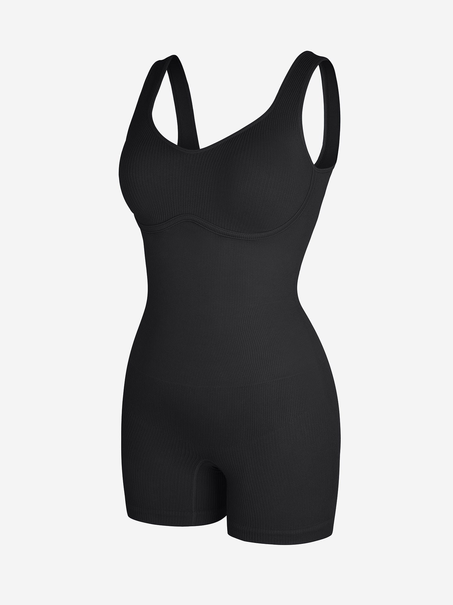 Eco-friendly🌿 Seamless Ribbed V-Neck Shapewear Romper