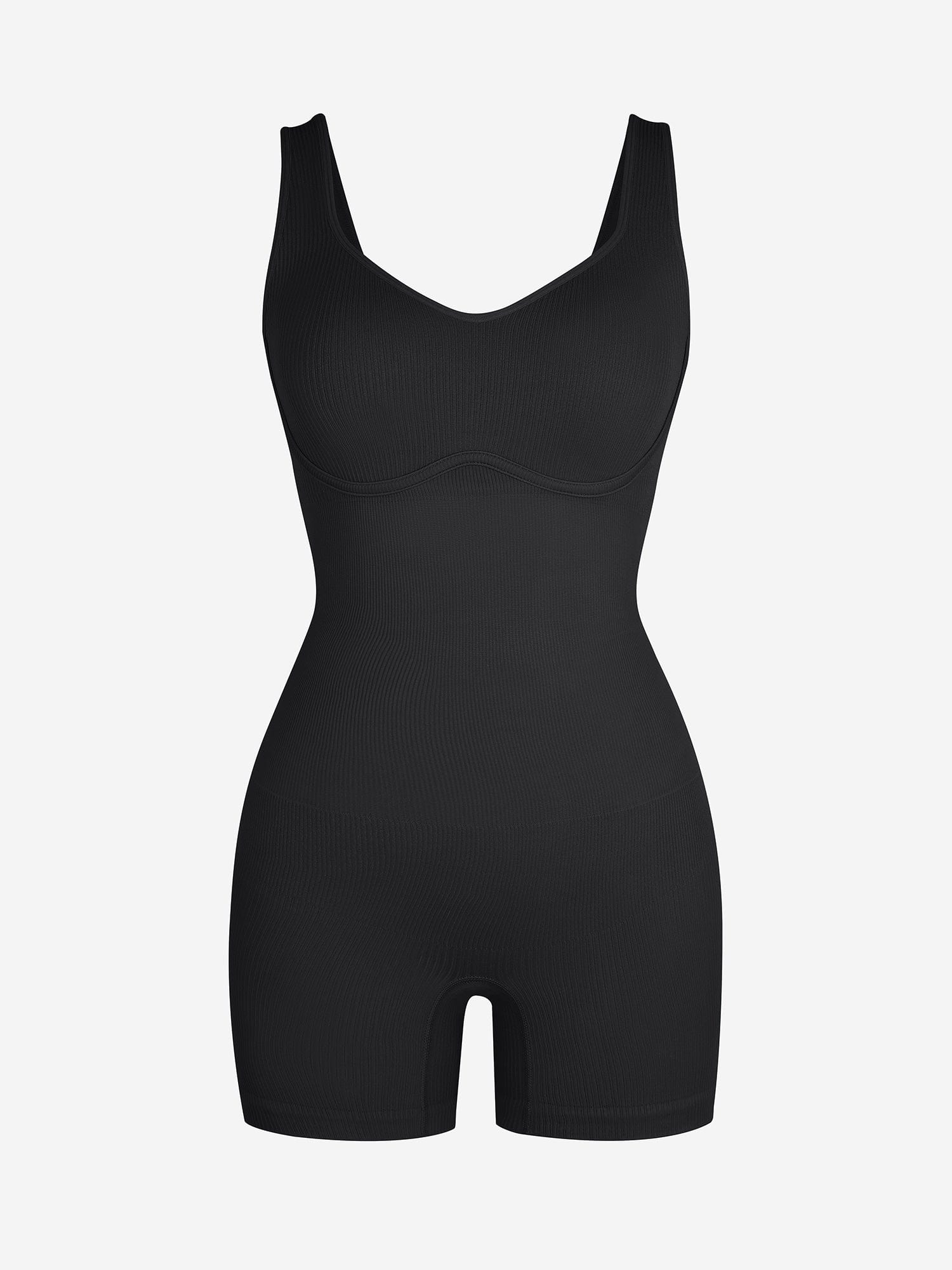 Eco-friendly🌿 Seamless Ribbed V-Neck Shapewear Romper