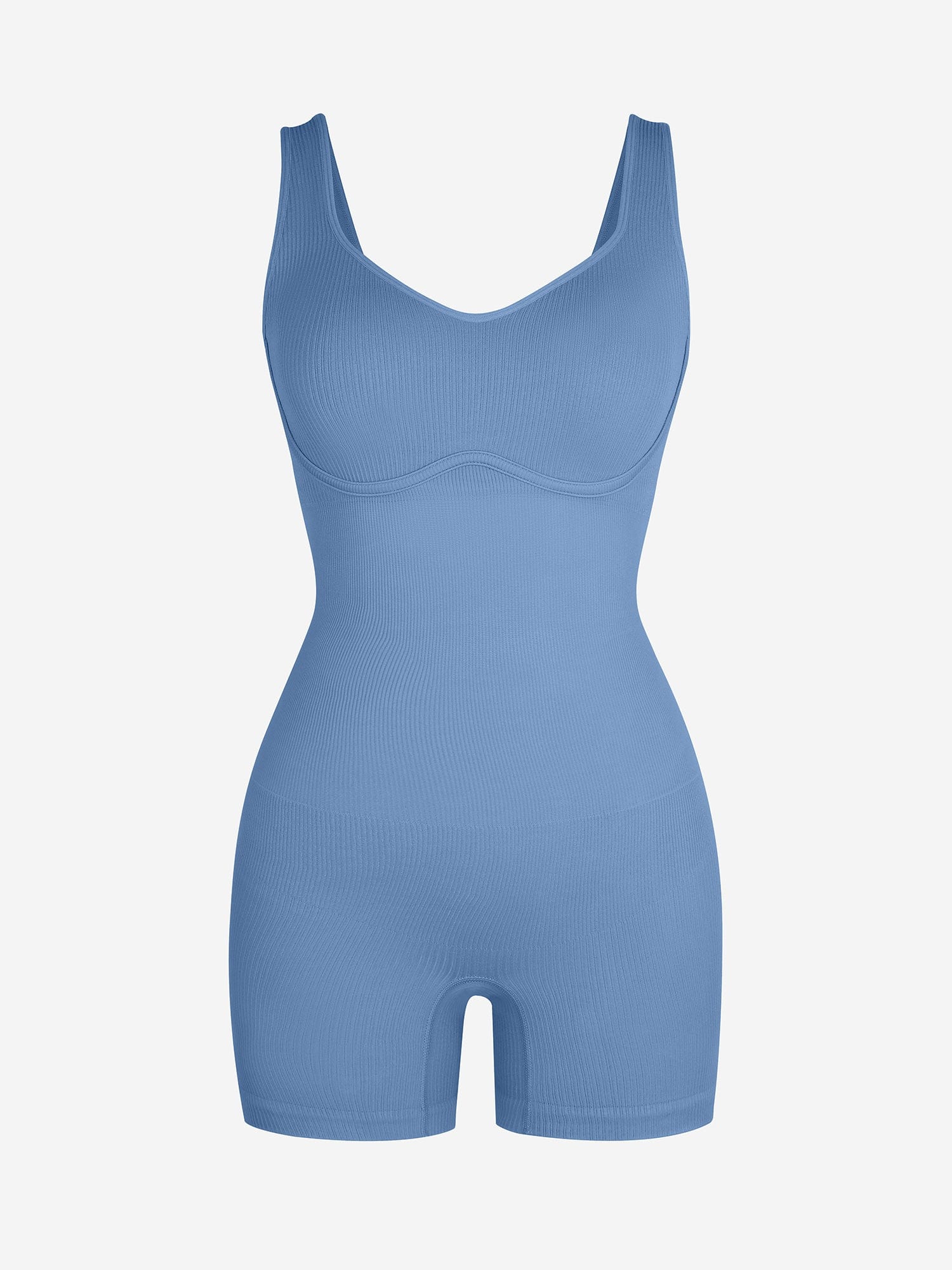 Eco-friendly🌿 Seamless Ribbed V-Neck Shapewear Romper