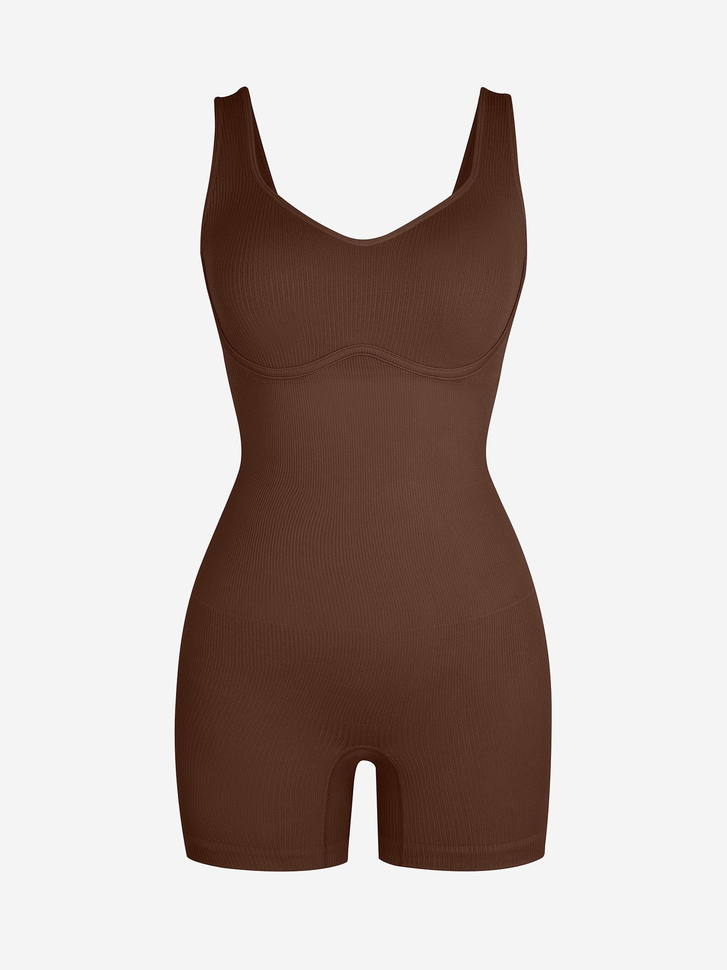 Eco-friendly🌿 Seamless Ribbed V-Neck Shapewear Romper