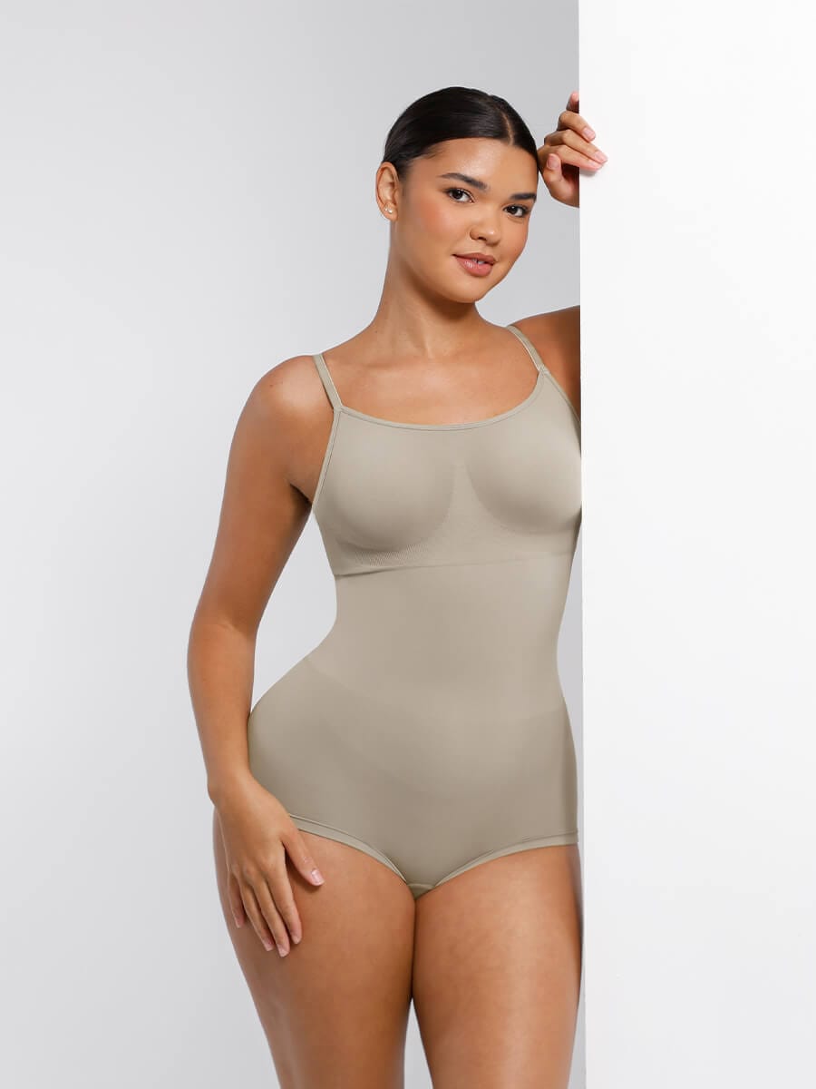 Seamless Waist and Abdomen Shaping Shapewear Bodysuit with Adjustable Straps