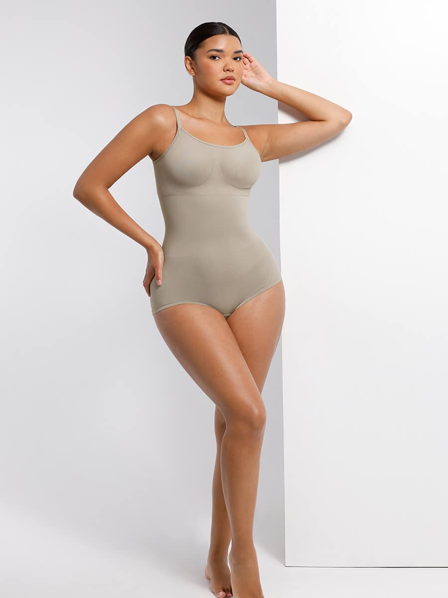 Seamless Waist and Abdomen Shaping Shapewear Bodysuit with Adjustable Straps
