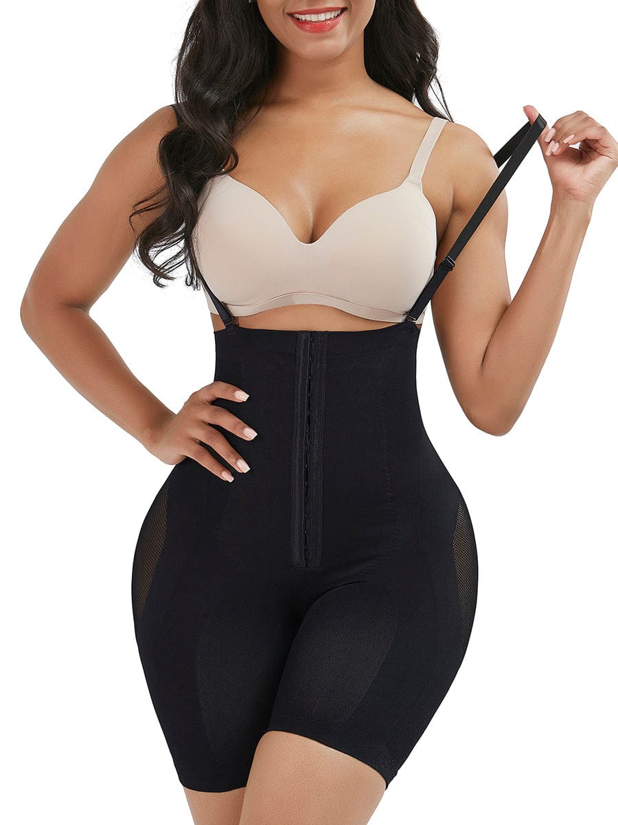 Black Seamless Sheer Mesh Full Body Shaper Abdominal Control