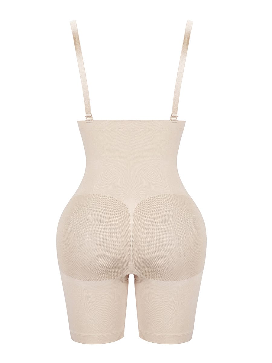 Black Seamless Sheer Mesh Full Body Shaper Abdominal Control