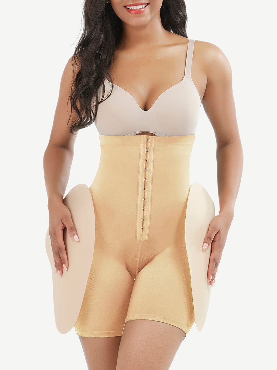 High-Waist Tummy Control Shapewear with 2 Removable Hip Pads