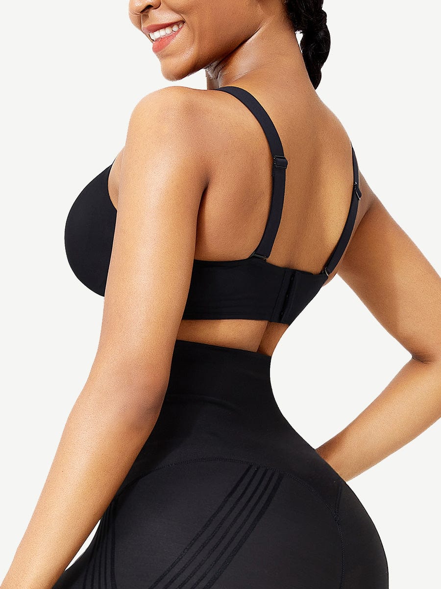 Black Seamless Shapewear Bra Removable Pads Tight Fitting