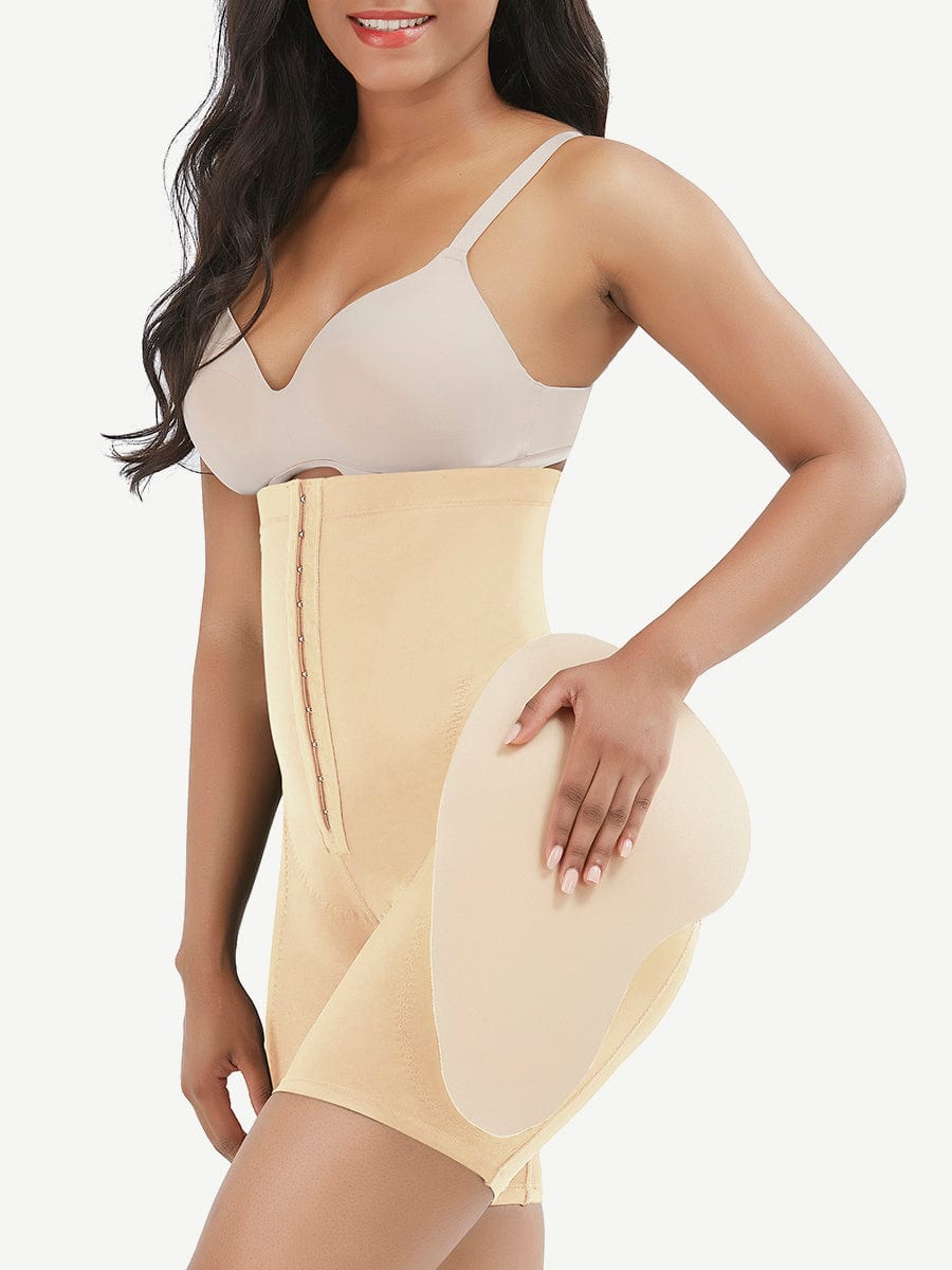 High-Waist Tummy Control Shapewear with 2 Removable Hip Pads