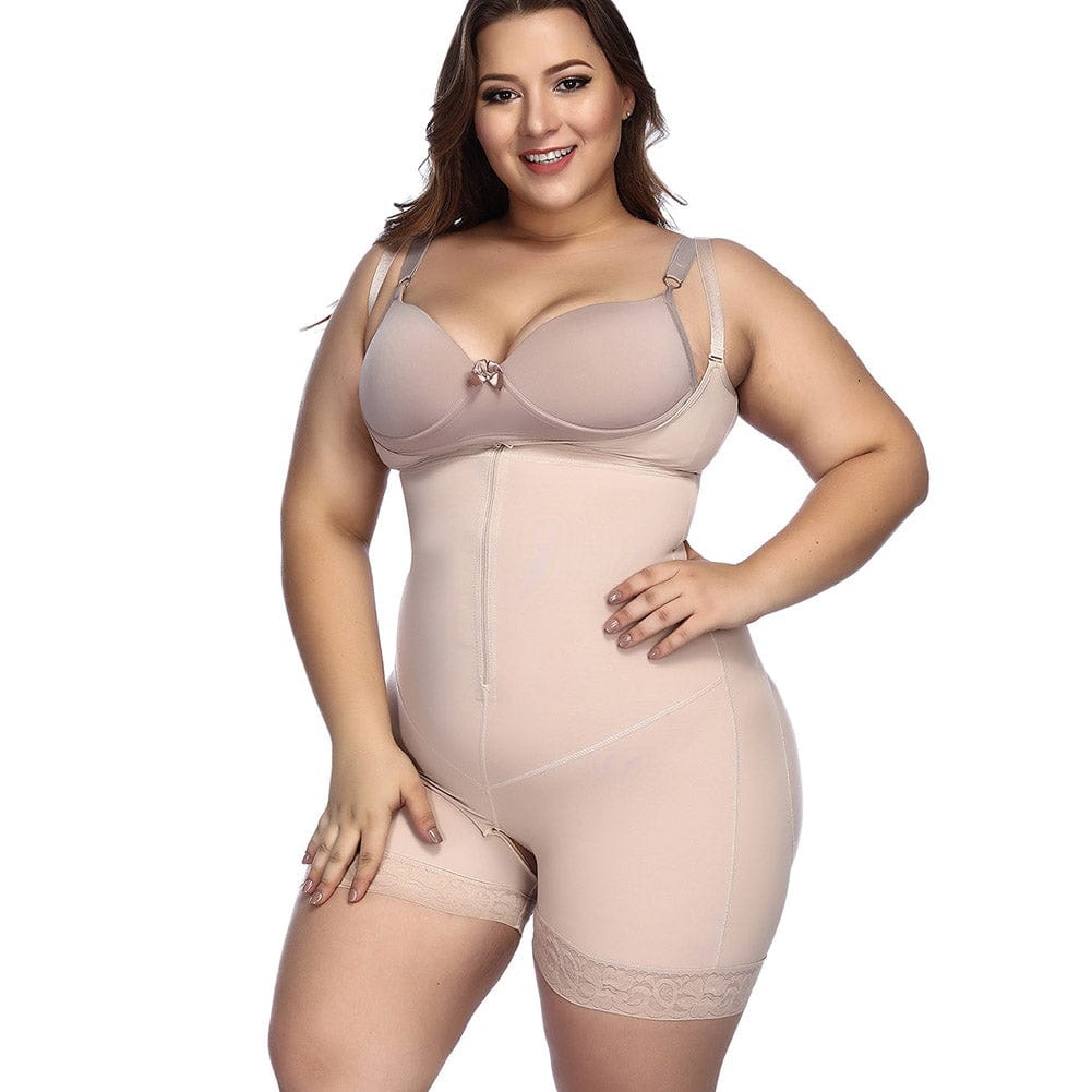Black Underbust Boyshort Open Crotch Lace Slimming Belly Shapewear